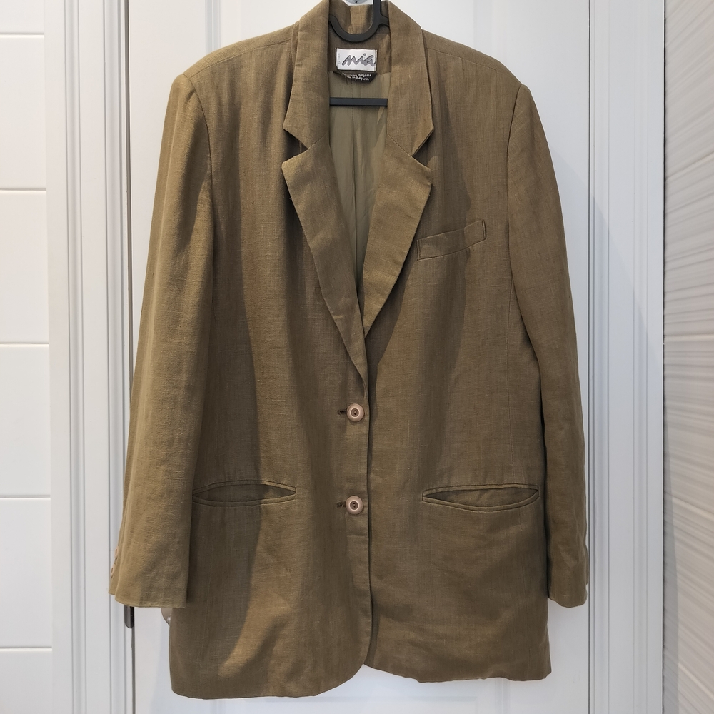 Vintage Mia 100% Linen Jacket Women's Blazer Size 14